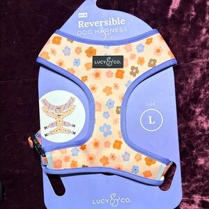 Lucy & Co. Floral Reversible Dog Harness - Orange and Blue
